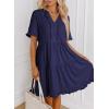 imageDokotoo Womens Dresses 2025 Summer Spring V Neck Short Sleeve Casual A Line Flowy Swing Shift Dress Mini DressNavy Blue