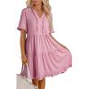 imageDokotoo Womens Dresses 2025 Summer Spring V Neck Short Sleeve Casual A Line Flowy Swing Shift Dress Mini DressPink