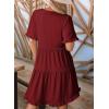 imageDokotoo Womens Dresses 2025 Summer Spring V Neck Short Sleeve Casual A Line Flowy Swing Shift Dress Mini DressRed Dahlia