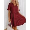 imageDokotoo Womens Dresses 2025 Summer Spring V Neck Short Sleeve Casual A Line Flowy Swing Shift Dress Mini DressRed Dahlia