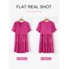 imageDokotoo Womens Dresses 2025 Summer Spring V Neck Short Sleeve Casual A Line Flowy Swing Shift Dress Mini DressRose Red
