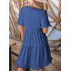 imageDokotoo Womens Dresses 2025 Summer Spring V Neck Short Sleeve Casual A Line Flowy Swing Shift Dress Mini DressSail Blue