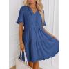 imageDokotoo Womens Dresses 2025 Summer Spring V Neck Short Sleeve Casual A Line Flowy Swing Shift Dress Mini DressSail Blue