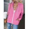 imageDokotoo Womens Full Zip Up Hoodie Long Sleeve Hooded Sweatshirts Pockets Jacket Coat for WomenA Barbie Pink