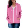 imageDokotoo Womens Full Zip Up Hoodie Long Sleeve Hooded Sweatshirts Pockets Jacket Coat for WomenA Barbie Pink