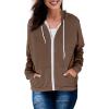 imageDokotoo Womens Full Zip Up Hoodie Long Sleeve Hooded Sweatshirts Pockets Jacket Coat for WomenA Coffee