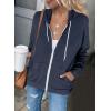 imageDokotoo Womens Full Zip Up Hoodie Long Sleeve Hooded Sweatshirts Pockets Jacket Coat for WomenA Navy Blue 2