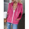 imageDokotoo Womens Full Zip Up Hoodie Long Sleeve Hooded Sweatshirts Pockets Jacket Coat for WomenA Rose
