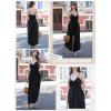 imageDokotoo Womens Jumpsuits Spaghetti Straps Ruched Drawstring Knit Wide Leg Romper Casual Jumpsuits with PocketsBlack