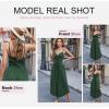 imageDokotoo Womens Jumpsuits Spaghetti Straps Ruched Drawstring Knit Wide Leg Romper Casual Jumpsuits with PocketsGreen