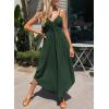 imageDokotoo Womens Jumpsuits Spaghetti Straps Ruched Drawstring Knit Wide Leg Romper Casual Jumpsuits with PocketsGreen