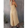 imageDokotoo Womens Jumpsuits Spaghetti Straps Ruched Drawstring Knit Wide Leg Romper Casual Jumpsuits with PocketsKhaki