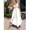 imageDokotoo Womens Jumpsuits Spaghetti Straps Ruched Drawstring Knit Wide Leg Romper Casual Jumpsuits with PocketsWhite