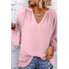 imageDokotoo Womens Long Sleeve Tops V Neck Shirts Dressy Casual Blouses Fall Outfits Trendy Clothes Clothes 2025Apricot Pink