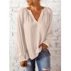 imageDokotoo Womens Long Sleeve Tops V Neck Shirts Dressy Casual Blouses Fall Outfits Trendy Clothes Clothes 2025Beige