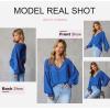 imageDokotoo Womens Long Sleeve Tops V Neck Shirts Dressy Casual Blouses Fall Outfits Trendy Clothes Clothes 2025Blue