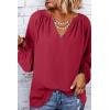 imageDokotoo Womens Long Sleeve Tops V Neck Shirts Dressy Casual Blouses Fall Outfits Trendy Clothes Clothes 2025Fiery Red