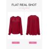 imageDokotoo Womens Long Sleeve Tops V Neck Shirts Dressy Casual Blouses Fall Outfits Trendy Clothes Clothes 2025Fiery Red