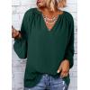 imageDokotoo Womens Long Sleeve Tops V Neck Shirts Dressy Casual Blouses Fall Outfits Trendy Clothes Clothes 2025Green