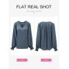 imageDokotoo Womens Long Sleeve Tops V Neck Shirts Dressy Casual Blouses Fall Outfits Trendy Clothes Clothes 2025Grey Blue