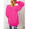imageDokotoo Womens Long Sleeve Tops V Neck Shirts Dressy Casual Blouses Fall Outfits Trendy Clothes Clothes 2025Hot Pink