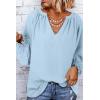 imageDokotoo Womens Long Sleeve Tops V Neck Shirts Dressy Casual Blouses Fall Outfits Trendy Clothes Clothes 2025Iceland Blue
