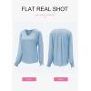 imageDokotoo Womens Long Sleeve Tops V Neck Shirts Dressy Casual Blouses Fall Outfits Trendy Clothes Clothes 2025Iceland Blue