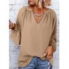 imageDokotoo Womens Long Sleeve Tops V Neck Shirts Dressy Casual Blouses Fall Outfits Trendy Clothes Clothes 2025Light French Beige