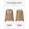 imageDokotoo Womens Long Sleeve Tops V Neck Shirts Dressy Casual Blouses Fall Outfits Trendy Clothes Clothes 2025Light French Beige