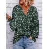 imageDokotoo Womens Long Sleeve Tops V Neck Shirts Dressy Casual Blouses Fall Outfits Trendy Clothes Clothes 2025Printgreen