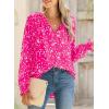imageDokotoo Womens Long Sleeve Tops V Neck Shirts Dressy Casual Blouses Fall Outfits Trendy Clothes Clothes 2025Printpink