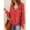 imageDokotoo Womens Long Sleeve Tops V Neck Shirts Dressy Casual Blouses Fall Outfits Trendy Clothes Clothes 2025Printred