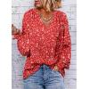 imageDokotoo Womens Long Sleeve Tops V Neck Shirts Dressy Casual Blouses Fall Outfits Trendy Clothes Clothes 2025Printred