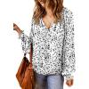 imageDokotoo Womens Long Sleeve Tops V Neck Shirts Dressy Casual Blouses Fall Outfits Trendy Clothes Clothes 2025Printwhite