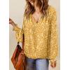 imageDokotoo Womens Long Sleeve Tops V Neck Shirts Dressy Casual Blouses Fall Outfits Trendy Clothes Clothes 2025Printyellow