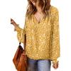 imageDokotoo Womens Long Sleeve Tops V Neck Shirts Dressy Casual Blouses Fall Outfits Trendy Clothes Clothes 2025Printyellow