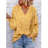 imageDokotoo Womens Long Sleeve Tops V Neck Shirts Dressy Casual Blouses Fall Outfits Trendy Clothes Clothes 2025Printyellow