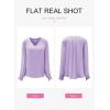 imageDokotoo Womens Long Sleeve Tops V Neck Shirts Dressy Casual Blouses Fall Outfits Trendy Clothes Clothes 2025Purple