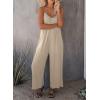 imageDokotoo Womens Loose Sleeveless Jumpsuits Adjustable Spaghetti Strap Stretchy Long Pant Romper Jumpsuit with PocketsA Apricot