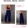 imageDokotoo Womens Loose Sleeveless Jumpsuits Adjustable Spaghetti Strap Stretchy Long Pant Romper Jumpsuit with PocketsA Blue