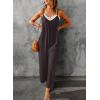 imageDokotoo Womens Loose Sleeveless Jumpsuits Adjustable Spaghetti Strap Stretchy Long Pant Romper Jumpsuit with PocketsA Brown
