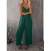 imageDokotoo Womens Loose Sleeveless Jumpsuits Adjustable Spaghetti Strap Stretchy Long Pant Romper Jumpsuit with PocketsA Deep Green