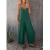 imageDokotoo Womens Loose Sleeveless Jumpsuits Adjustable Spaghetti Strap Stretchy Long Pant Romper Jumpsuit with PocketsA Deep Green
