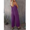 imageDokotoo Womens Loose Sleeveless Jumpsuits Adjustable Spaghetti Strap Stretchy Long Pant Romper Jumpsuit with PocketsA Deep Purple