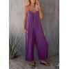 imageDokotoo Womens Loose Sleeveless Jumpsuits Adjustable Spaghetti Strap Stretchy Long Pant Romper Jumpsuit with PocketsA Deep Purple