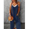 imageDokotoo Womens Loose Sleeveless Jumpsuits Adjustable Spaghetti Strap Stretchy Long Pant Romper Jumpsuit with PocketsA Indigo Blue