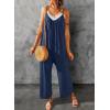 imageDokotoo Womens Loose Sleeveless Jumpsuits Adjustable Spaghetti Strap Stretchy Long Pant Romper Jumpsuit with PocketsA Indigo Blue