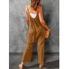 imageDokotoo Womens Loose Sleeveless Jumpsuits Adjustable Spaghetti Strap Stretchy Long Pant Romper Jumpsuit with PocketsA Khaki