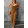 imageDokotoo Womens Loose Sleeveless Jumpsuits Adjustable Spaghetti Strap Stretchy Long Pant Romper Jumpsuit with PocketsA Khaki