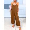 imageDokotoo Womens Loose Sleeveless Jumpsuits Adjustable Spaghetti Strap Stretchy Long Pant Romper Jumpsuit with PocketsA Khaki